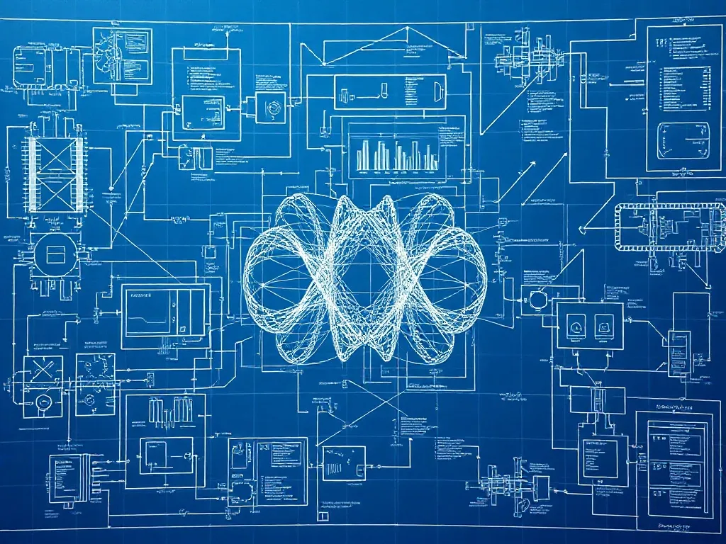 Detailed technical blueprint of a neural network architectur