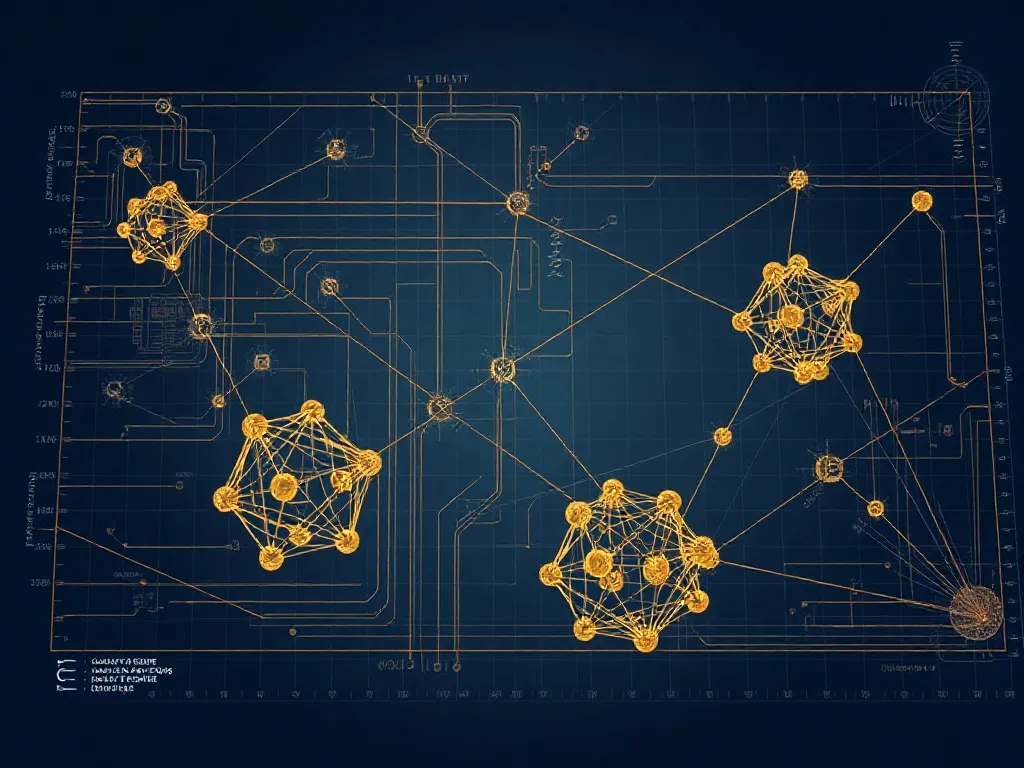 A technical blueprint showing the evolution of neural networ